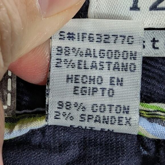 Izod Corduroy Pants Womens 12 Navy Blue Stretch Jeans Embroidered Office Preppy - Picture 4 of 11